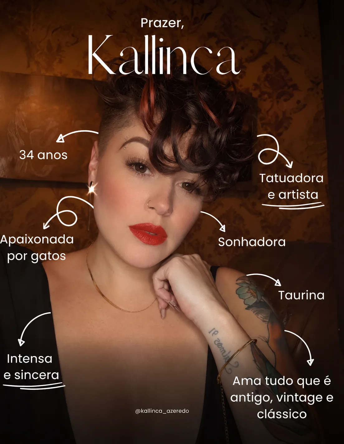 Retrato editorial da artista tatuadora Kallinca Azeredo